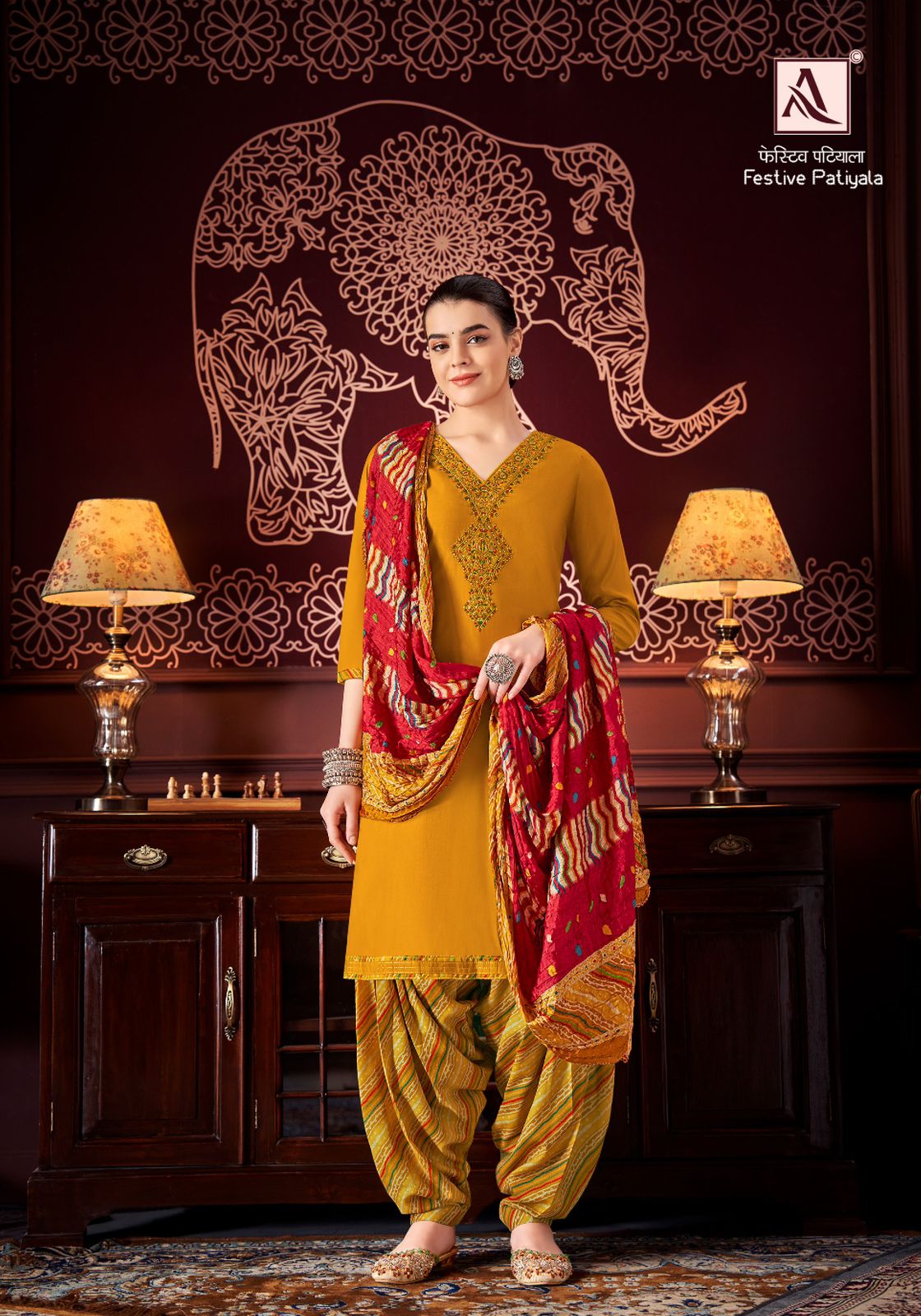 Festive Patiyala By Alok Embroidery Dress Material Wholesale Market In Surat With Price
